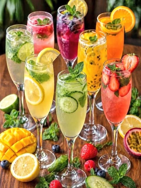 Colorful mocktails by Sip & Graze Collective