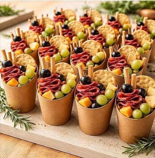 Grazing cups prepared by Sip & Graze Collective